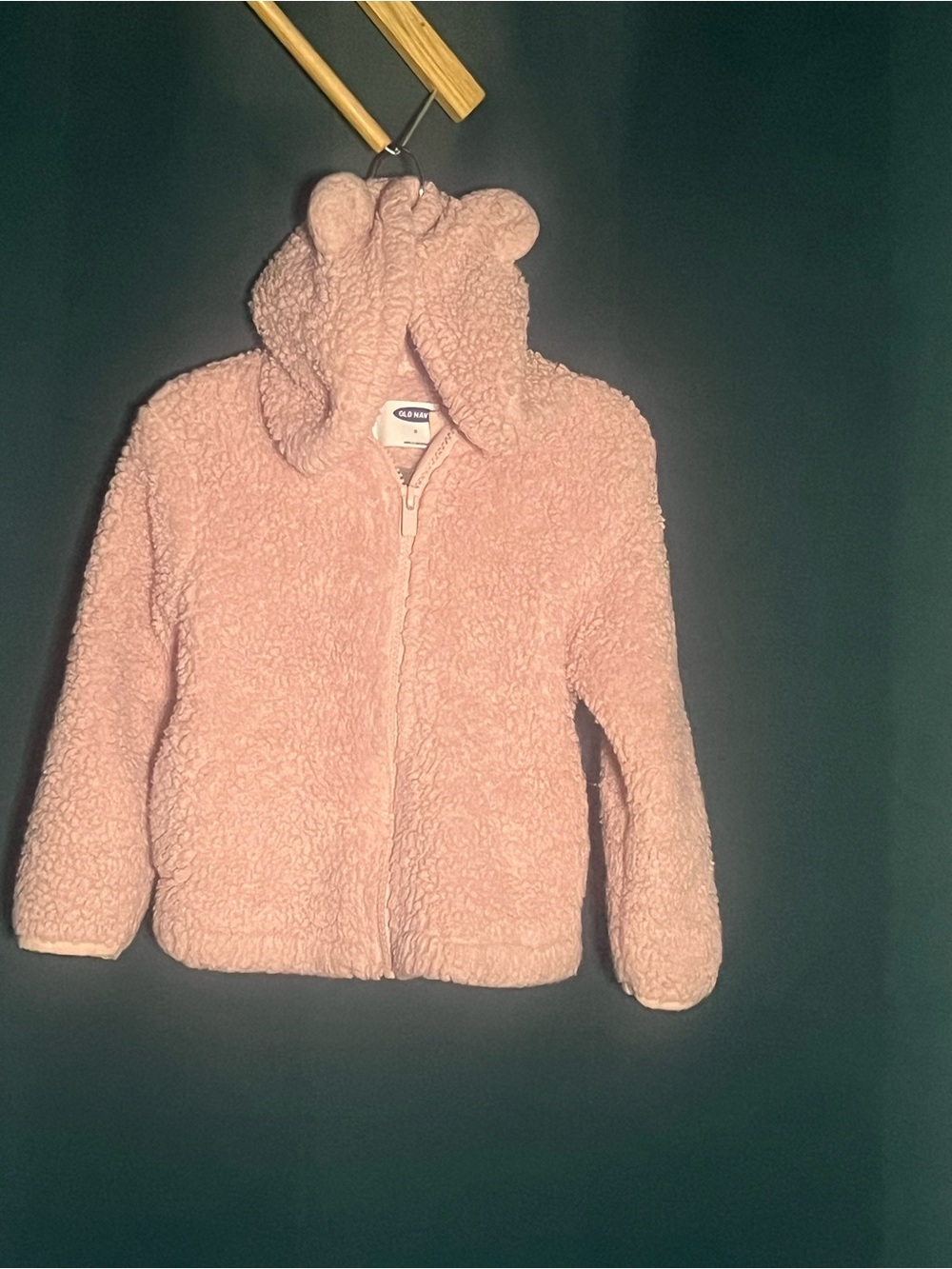 Old Navy Plush Pink Teddy Zip-Up Hoodie with Ear Hood